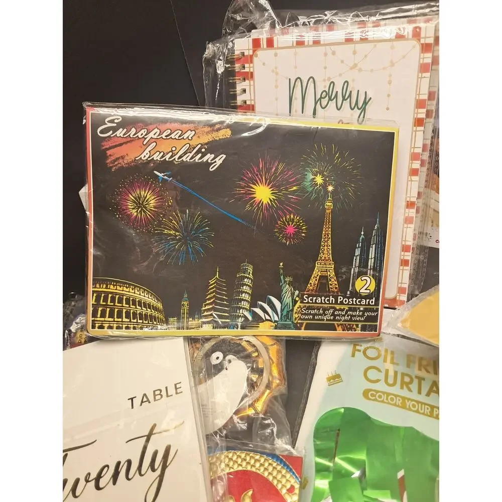 🎊 4 Lb Mixed Lot Party/Holiday Supplies Variety Of Banners Cards Stickers Fun